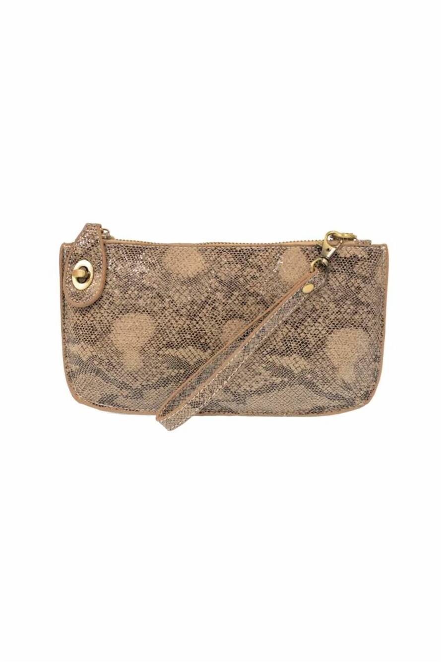 NEW JOY SUSAN python print wristlet clutch in natural